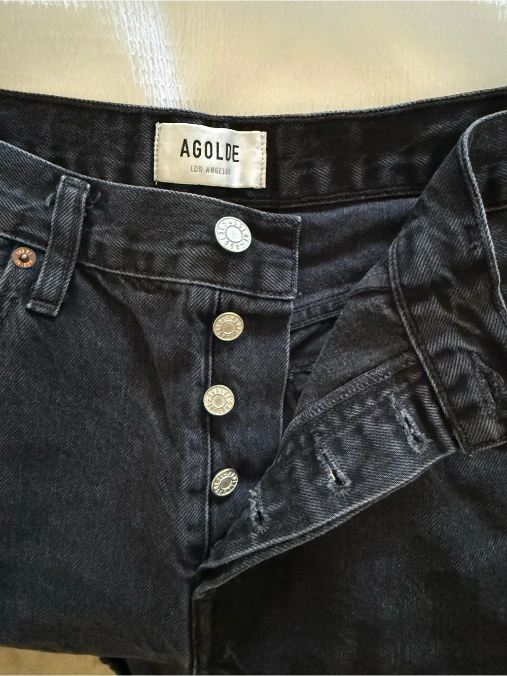 AGOLDE Los Angeles Parker Long with Cuff in Lucid Black Denim Shorts Size 30